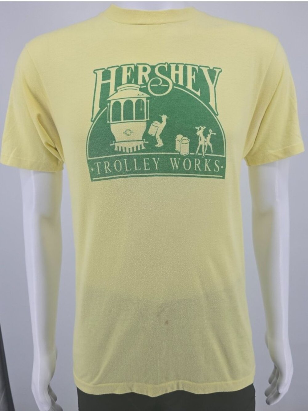 Vintage 1980s Hanes Fifty-Fifty Hershey Trolley Works Souvenir T-Shirt (S/M)